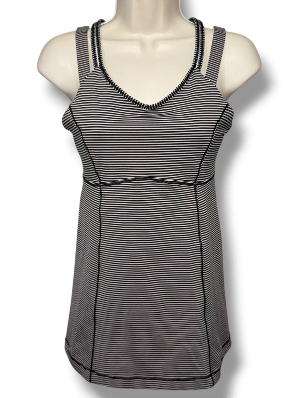 Lululemon Women’s Happy Strappy Tank Mini Pop Stripe Black Mink Berry Size 8